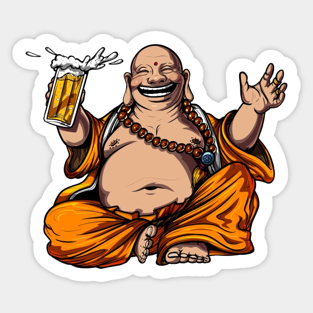 Buddha Beer Party Sticker by underheaven